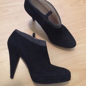 prada two tone bootie black and grey suede